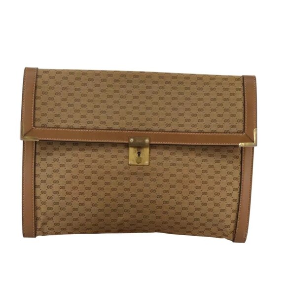 GUCCI Micro GG Canvas Clutch Bag Beige Auth - Picture 1 of 16